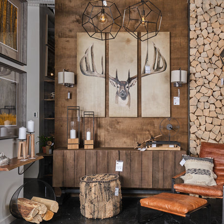 Orionis Large Wood w/ Black Metal Lantern Candle Holder by Mercana at Eve Furniture
