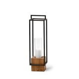 Orionis Large Wood w/ Black Metal Lantern Candle Holder by Mercana at Eve Furniture