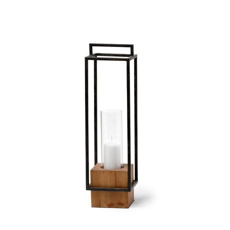 Orionis Large Wood w/ Black Metal Lantern Candle Holder by Mercana at Eve Furniture