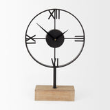 Oris Black Metal/Wood Open Frame Table Clock by Mercana at Eve Furniture
