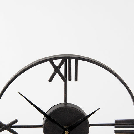Oris Black Metal/Wood Open Frame Table Clock by Mercana at Eve Furniture
