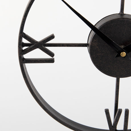 Oris Black Metal/Wood Open Frame Table Clock by Mercana at Eve Furniture