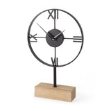 Oris Black Metal/Wood Open Frame Table Clock by Mercana at Eve Furniture