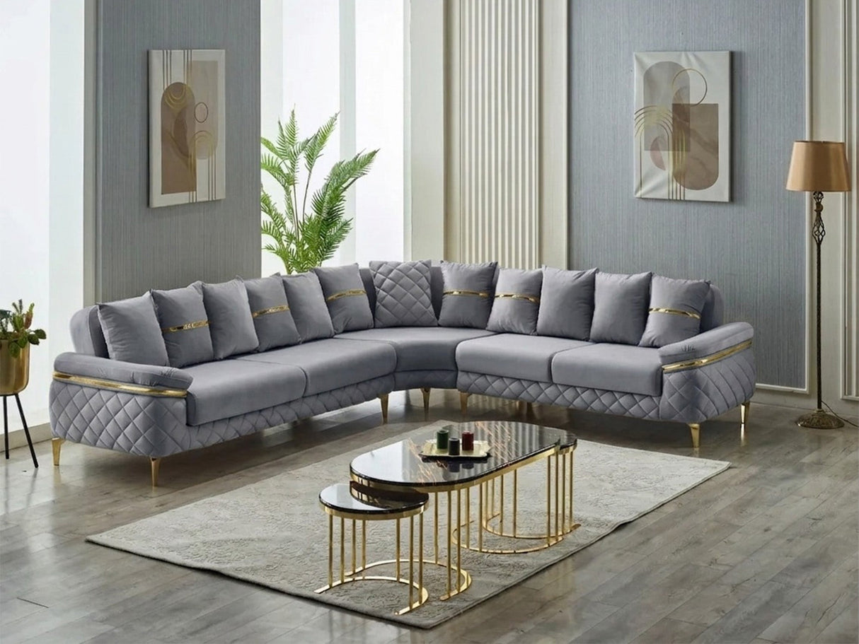 Orlando Convertible Sectional Sofa Grey by Furnia at Eve Furniture