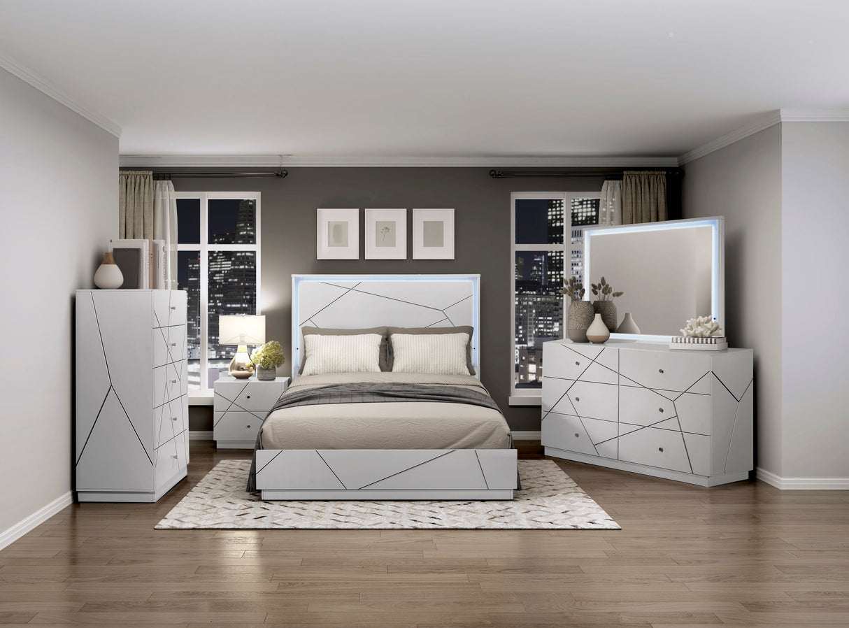 Orlo White California King Bed by Homelegance at Eve Furniture