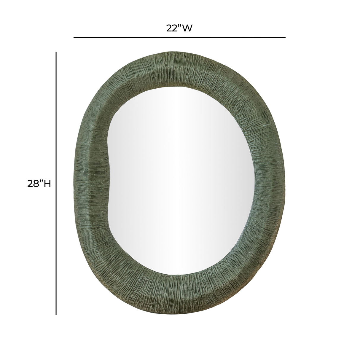 Orpheus 22"X28" Ribbed Forest Green Fiberglass Thick Wall Mirror by TOV Furniture at Eve Furniture