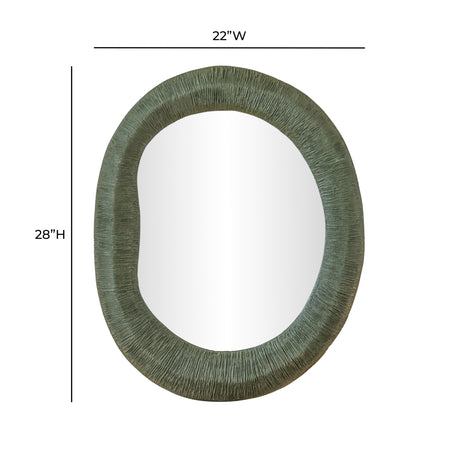 Orpheus 22"X28" Ribbed Forest Green Fiberglass Thick Wall Mirror by TOV Furniture at Eve Furniture