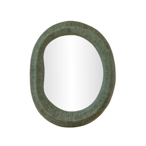 Orpheus 22"X28" Ribbed Forest Green Fiberglass Thick Wall Mirror by TOV Furniture at Eve Furniture