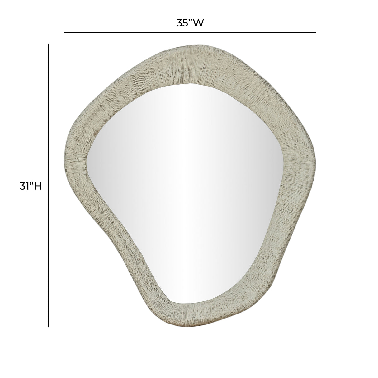 Orpheus 35"X31" Ribbed Faux Stone Wall Mirror by TOV Furniture at Eve Furniture