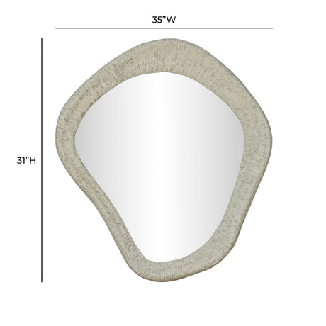 Orpheus 35"X31" Ribbed Faux Stone Wall Mirror by TOV Furniture at Eve Furniture