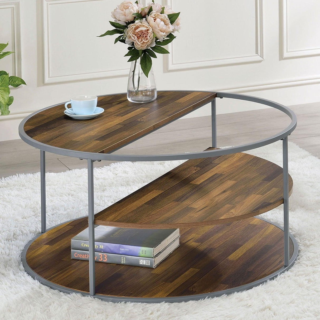 Orrin Gray/Walnut Coffee Table by Furniture of America at Eve Furniture