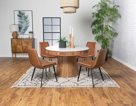 Ortega Padded Seat Solid Back Dining Side Chair Coffee and Black (Set of 2) by Coaster at Eve Furniture