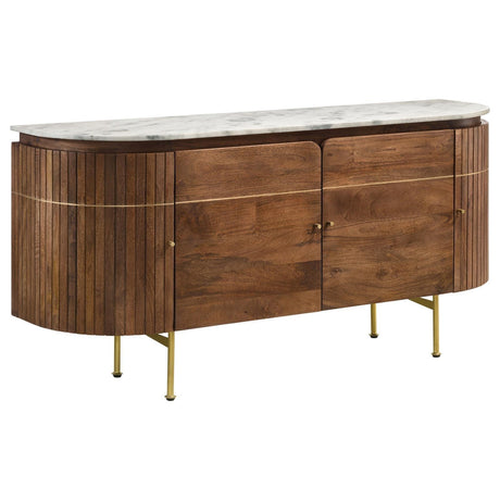 Ortega White and Natural 4-door Marble Top Dining Sideboard Server by Coaster at Eve Furniture