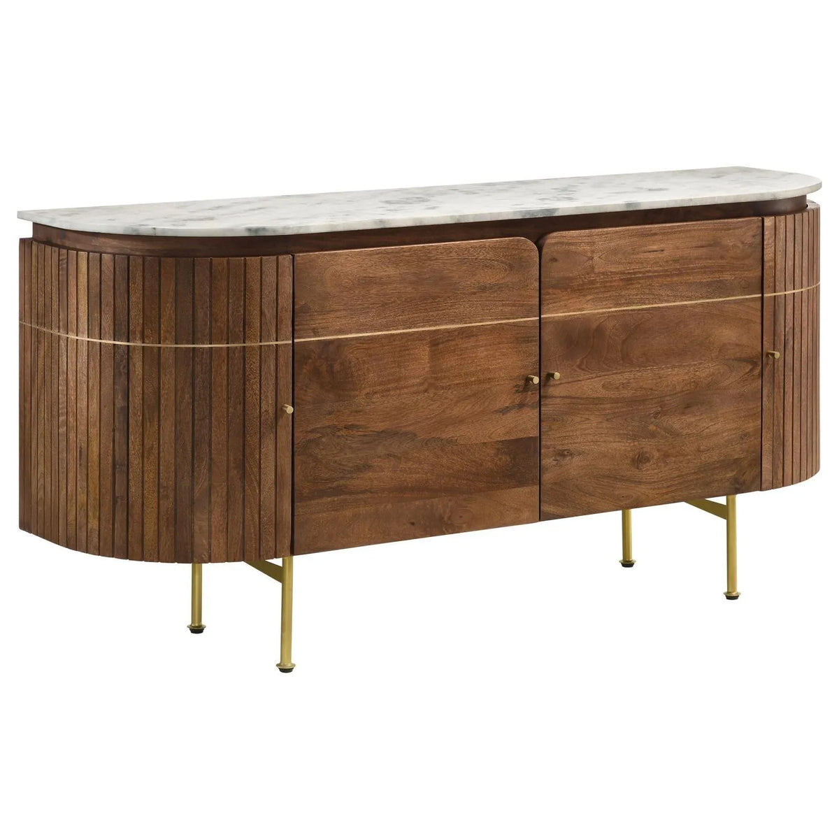 Ortega White and Natural 4-door Marble Top Dining Sideboard Server by Coaster at Eve Furniture