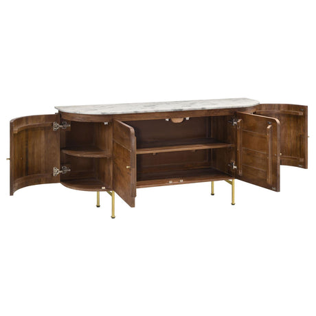 Ortega White and Natural 4-door Marble Top Dining Sideboard Server by Coaster at Eve Furniture