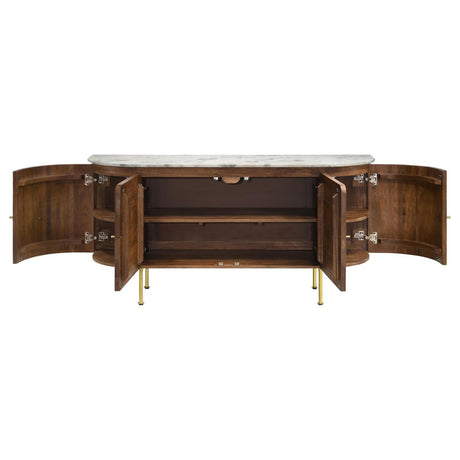 Ortega White and Natural 4-door Marble Top Dining Sideboard Server by Coaster at Eve Furniture