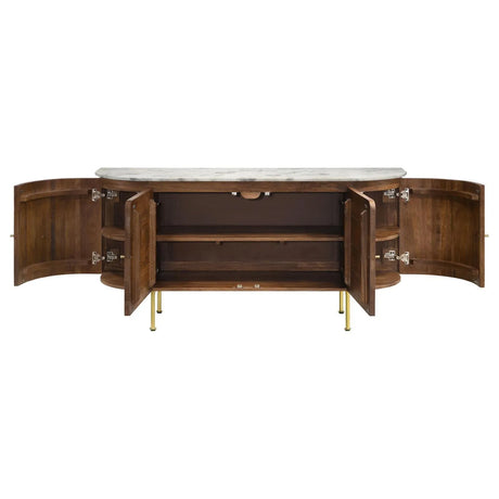 Ortega White and Natural 4-door Marble Top Dining Sideboard Server by Coaster at Eve Furniture