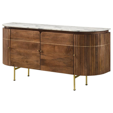 Ortega White and Natural 4-door Marble Top Dining Sideboard Server by Coaster at Eve Furniture
