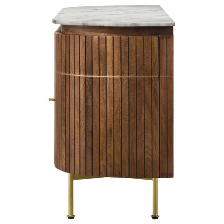 Ortega White and Natural 4-door Marble Top Dining Sideboard Server by Coaster at Eve Furniture