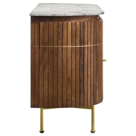 Ortega White and Natural 4-door Marble Top Dining Sideboard Server by Coaster at Eve Furniture