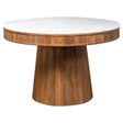 Ortega White and Natural Round Marble Top Solid Base Dining Table by Coaster at Eve Furniture