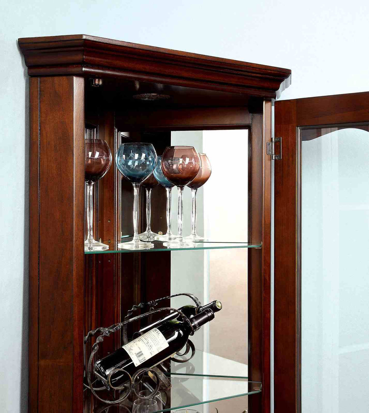 Ortley Walnut Curio Cabinet by Furniture of America at Eve Furniture