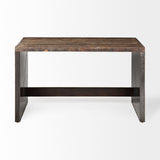 Orwell Brown Wood Top Metal Cladded Frame Office Desk by Mercana at Eve Furniture