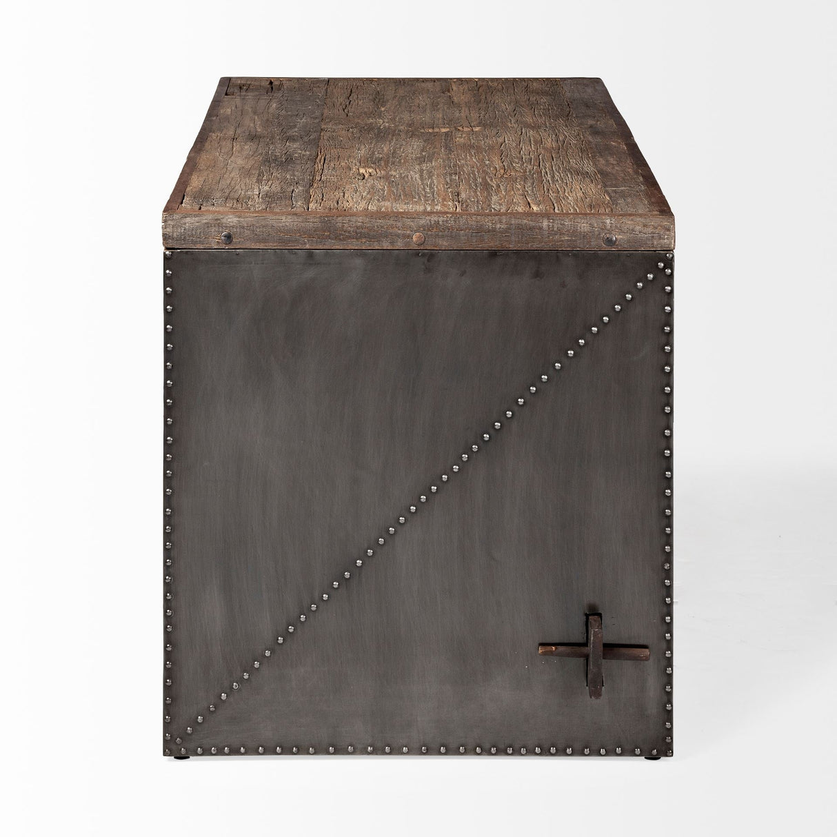 Orwell Brown Wood Top Metal Cladded Frame Office Desk by Mercana at Eve Furniture