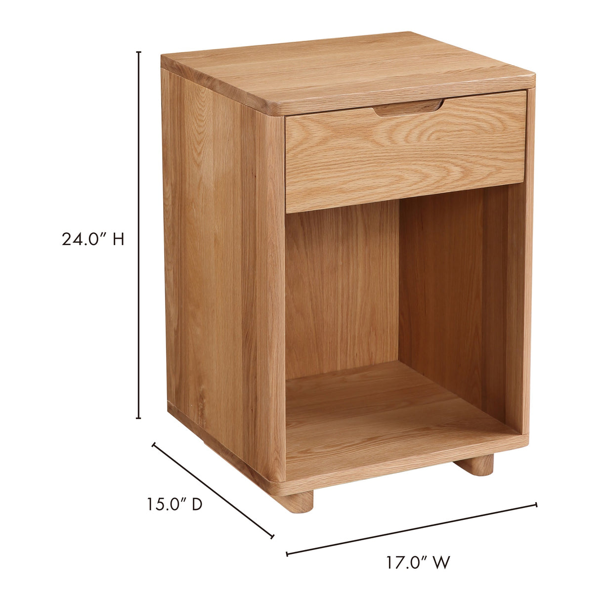Osamu Natural Oak Nightstand by Moe's Home at Eve Furniture