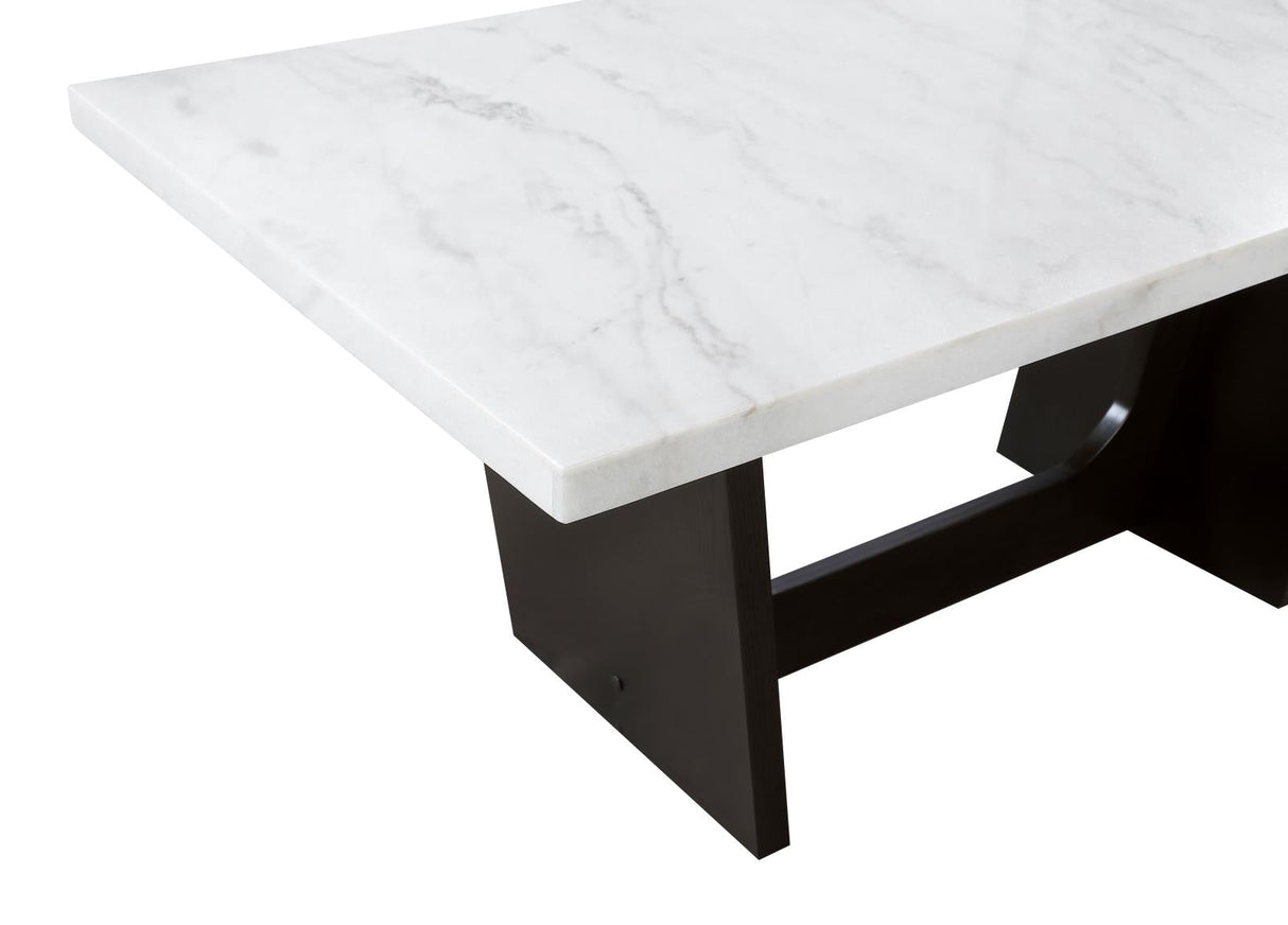 Osborne Espresso/White Trestle Base Marble Top Dining Table