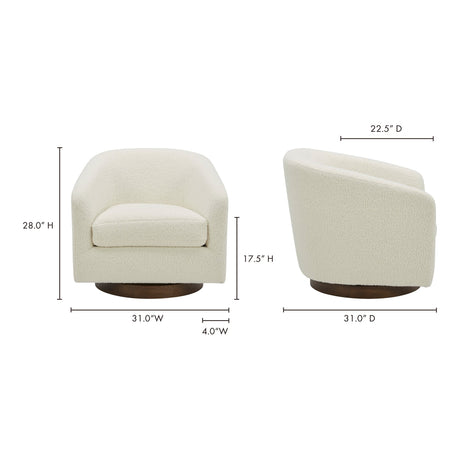 Oscy Faux Shearling White Swivel Chair by MOES at Eve Furniture