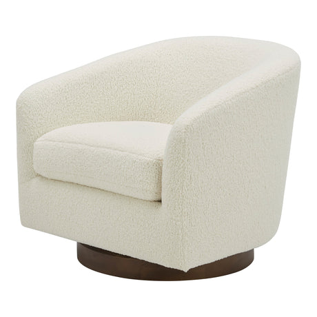 Oscy Faux Shearling White Swivel Chair by MOES at Eve Furniture