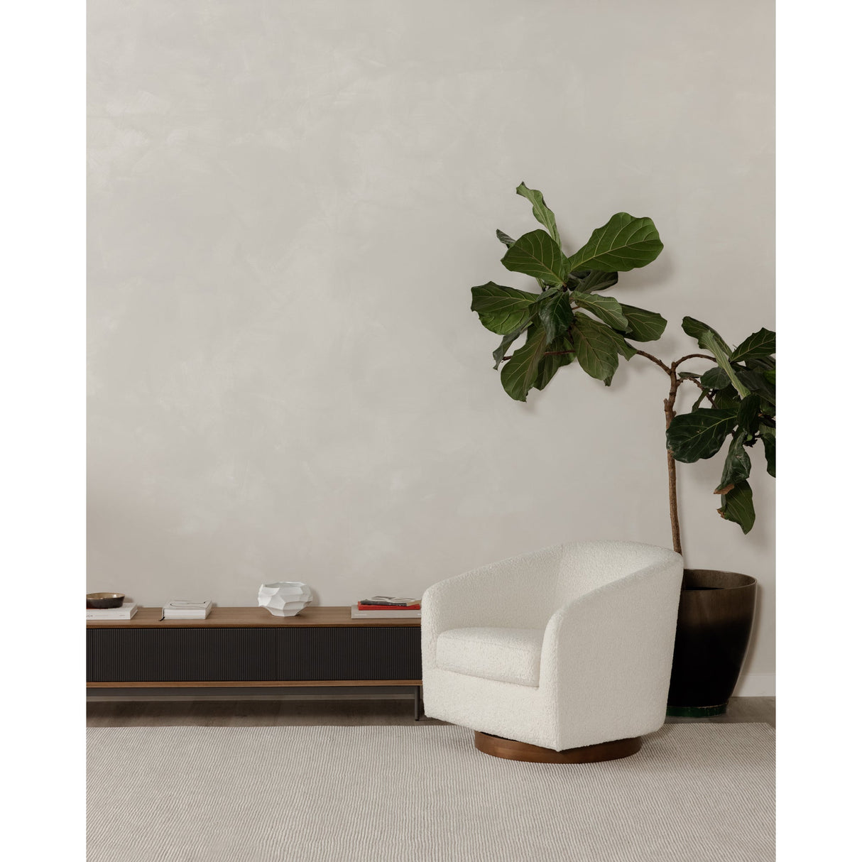 Oscy Faux Shearling White Swivel Chair by Moe's Home at Eve Furniture
