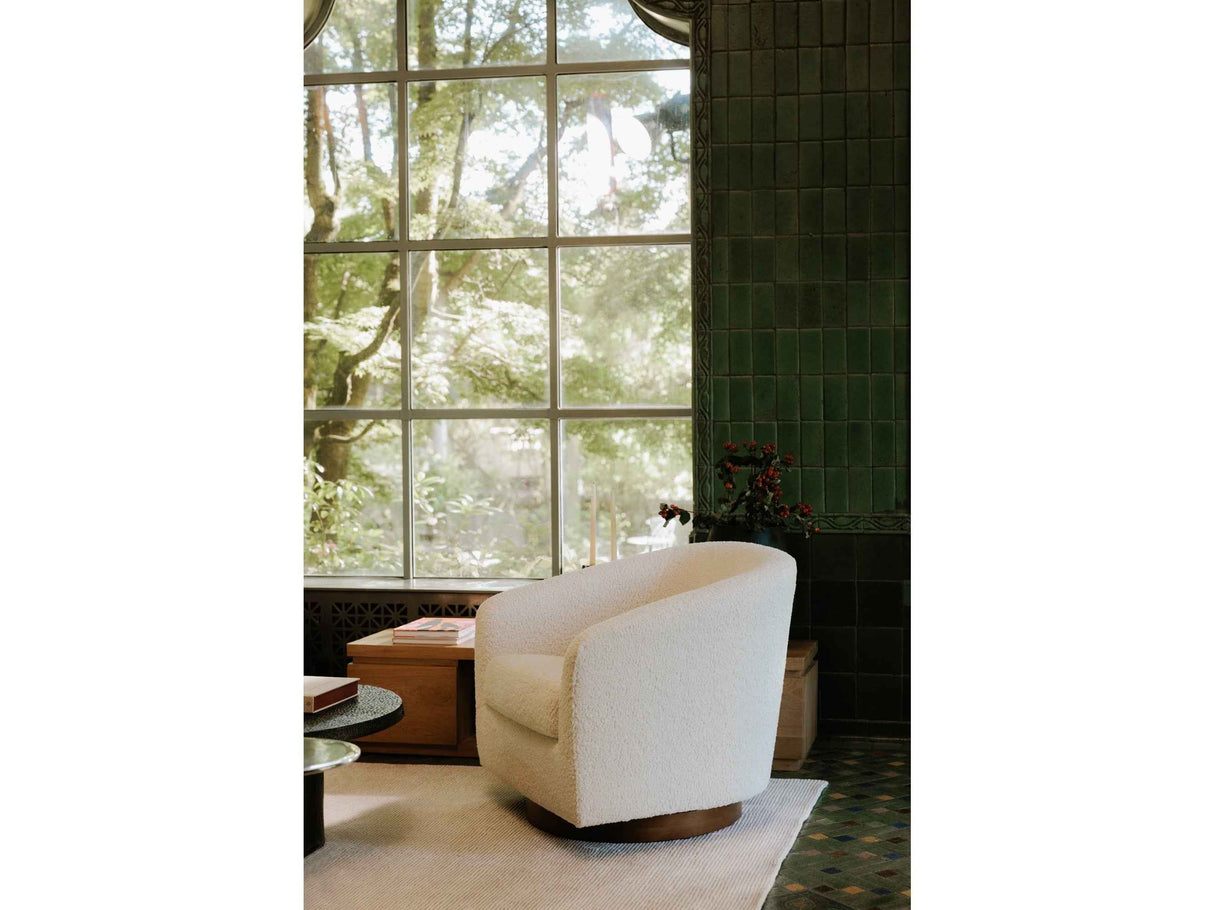 Oscy Faux Shearling White Swivel Chair by Moe's Home at Eve Furniture