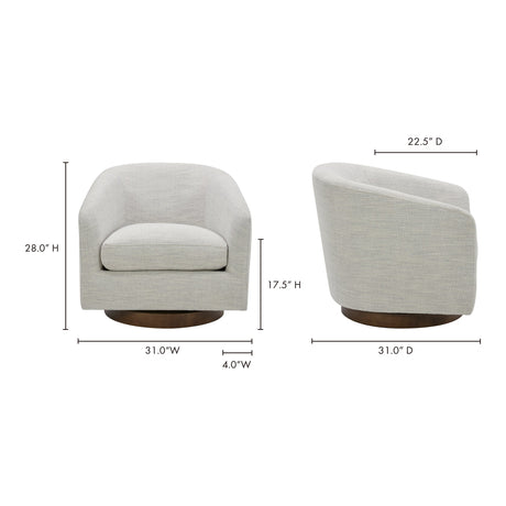 Oscy Splashed White Swivel Chair by MOES at Eve Furniture