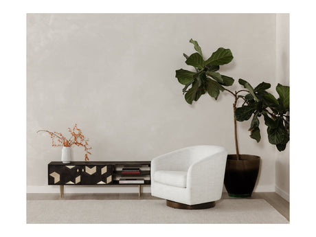 Oscy Splashed White Swivel Chair by MOES at Eve Furniture