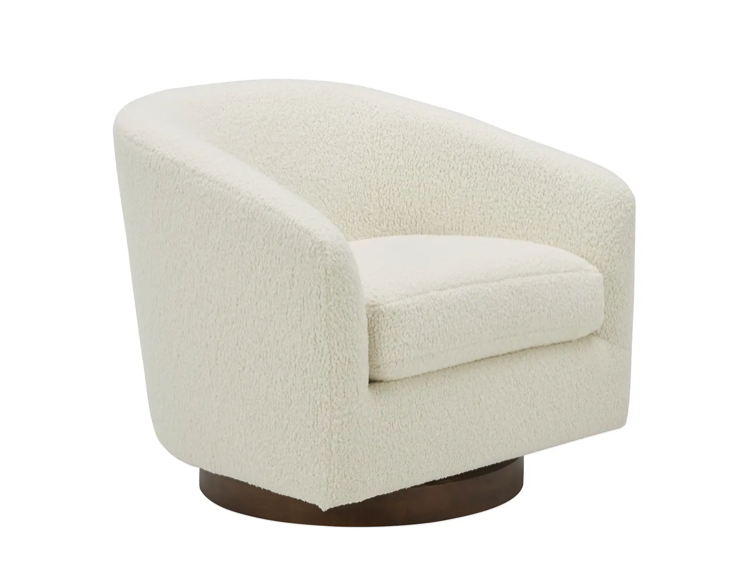 Oscy Swivel Chair Vegan Shearling White by Moe's Home at Eve Furniture