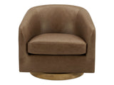 Oscy Tan Leather Leather Swivel Chair by MOES at Eve Furniture