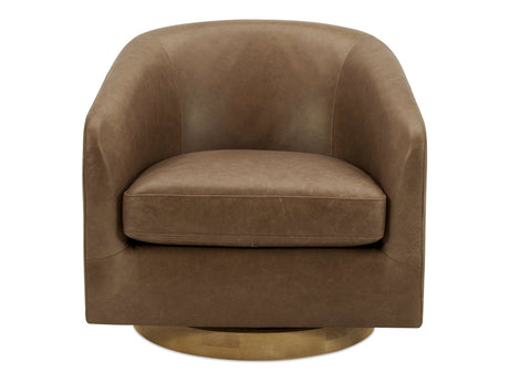 Oscy Tan Leather Leather Swivel Chair by MOES at Eve Furniture