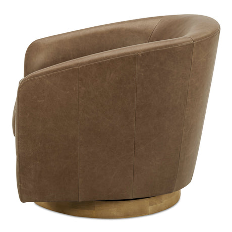 Oscy Tan Leather Leather Swivel Chair by MOES at Eve Furniture