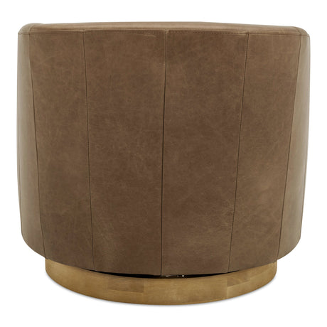 Oscy Tan Leather Leather Swivel Chair by MOES at Eve Furniture