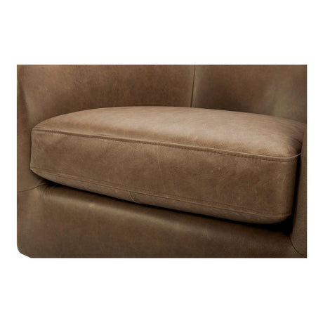 Oscy Tan Leather Leather Swivel Chair by MOES at Eve Furniture