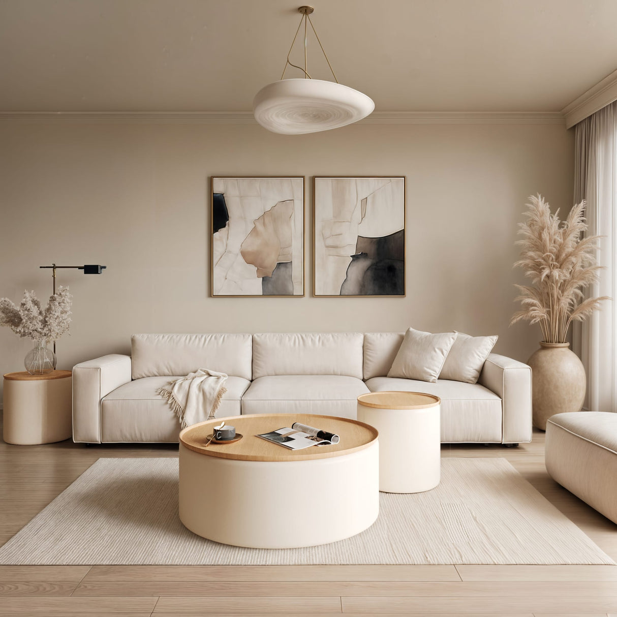 Oskar Barley Lift Top Round Coffee Table by Modus Furniture at Eve Furniture