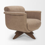 Oskar Chocolate Fabric w/ Brown Wood Base Swivel Accent Chair by Mercana at Eve Furniture