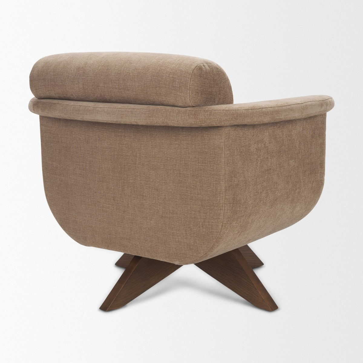 Oskar Chocolate Fabric w/ Brown Wood Base Swivel Accent Chair by Mercana at Eve Furniture