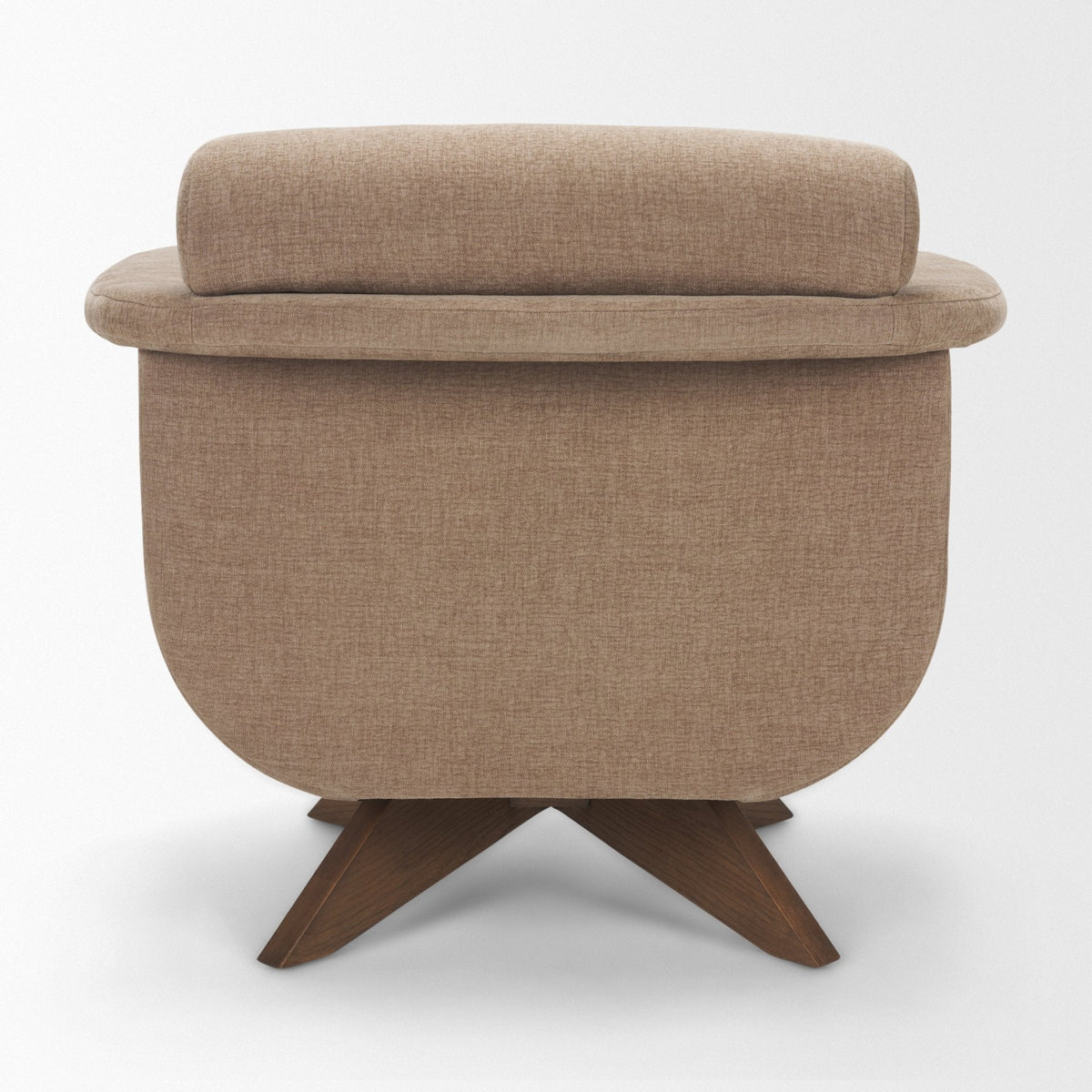 Oskar Chocolate Fabric w/ Brown Wood Base Swivel Accent Chair by Mercana at Eve Furniture