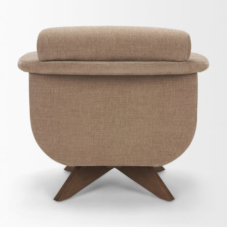 Oskar Chocolate Fabric w/ Brown Wood Base Swivel Accent Chair by Mercana at Eve Furniture