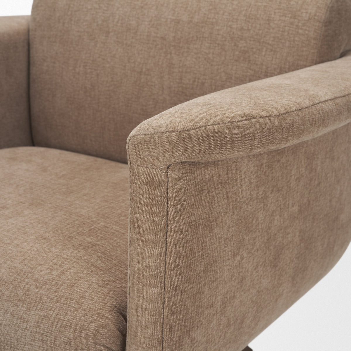 Oskar Chocolate Fabric w/ Brown Wood Base Swivel Accent Chair by Mercana at Eve Furniture