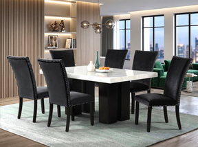 Oslo Black 7-Piece Faux Marble Dining Set by Happy Homes at Eve Furniture