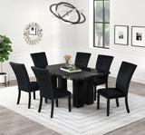 Oslo Onyx Black 7-Piece Faux Marble Dining Set by Happy Homes at Eve Furniture